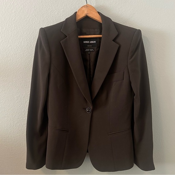 Giorgio Armani Black Label Womens 6 Blazer Brown Virgin Wool - Picture 1 of 13